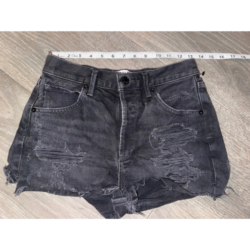 AGOLDE‎ Parker High Rise Distressed Denim Shorts Carbon Black A038-998 Size 26